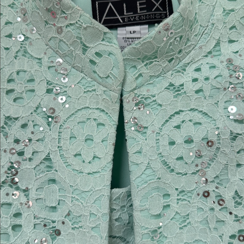 Alex Evenings Light Aqua Lace Ensemble 3 piece set - Picture 2 of 11